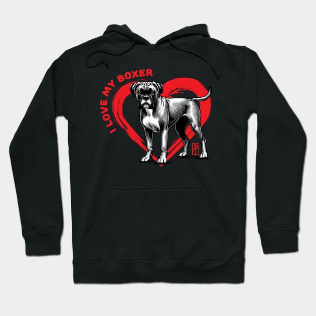 I Love My Boxer - I Love my dog - Balanced dog Hoodie by ArtProjectShop